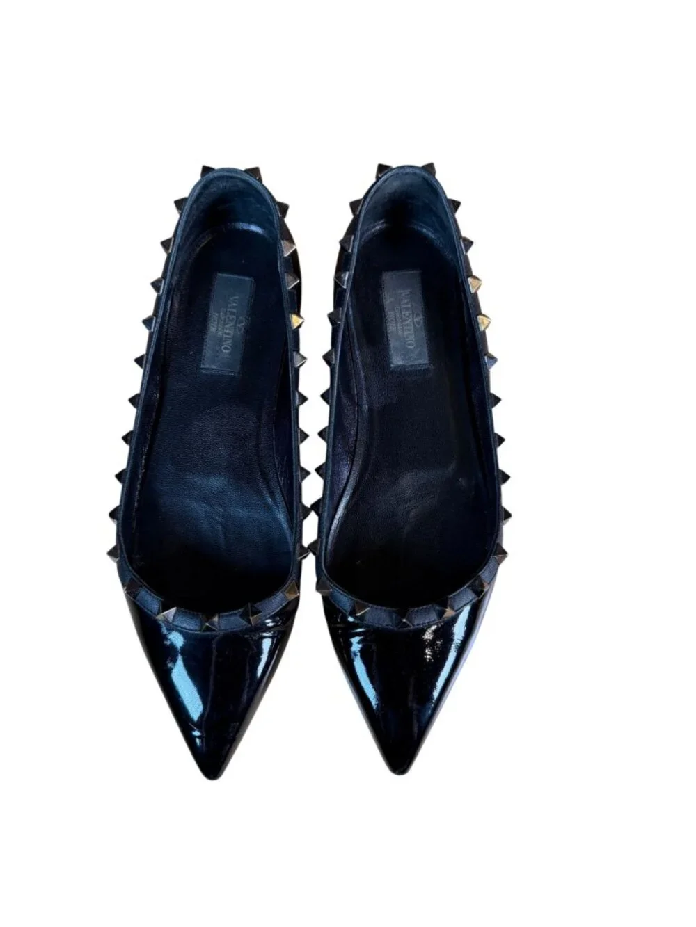 Valentino Garavani Noir Rockstud Ballet Flats Black Patent Leather EU 38.5 US 8.